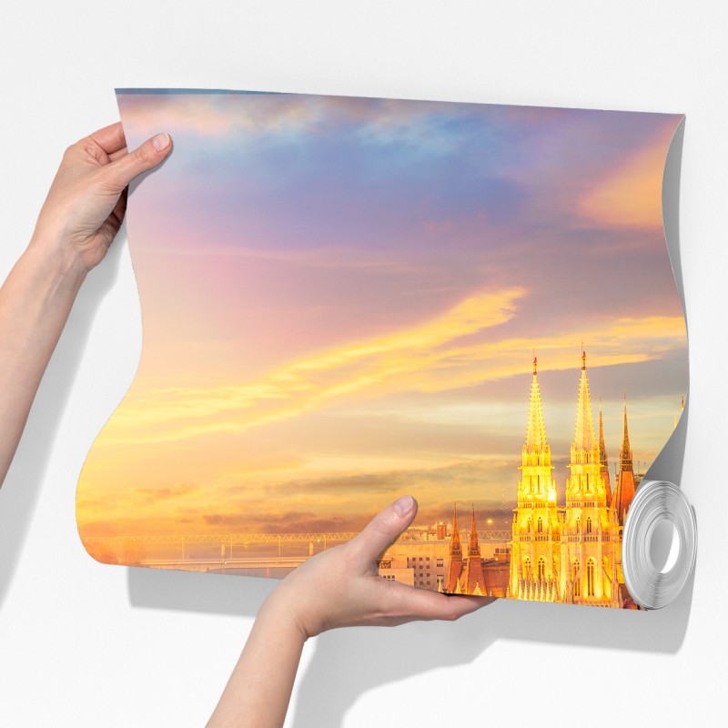 Fototapeta złoty zachód słońca nad parlamentem w Budapeszcie – Wallissimo® Fototapeta złoty zachód słońca nad parlamentem w Budapeszcie – Wallissimo®