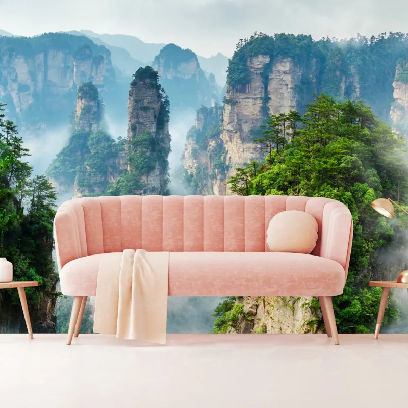 Fototapeta mgliste filary górskie – Wallissimo® Fototapeta mgliste filary górskie – Wallissimo®