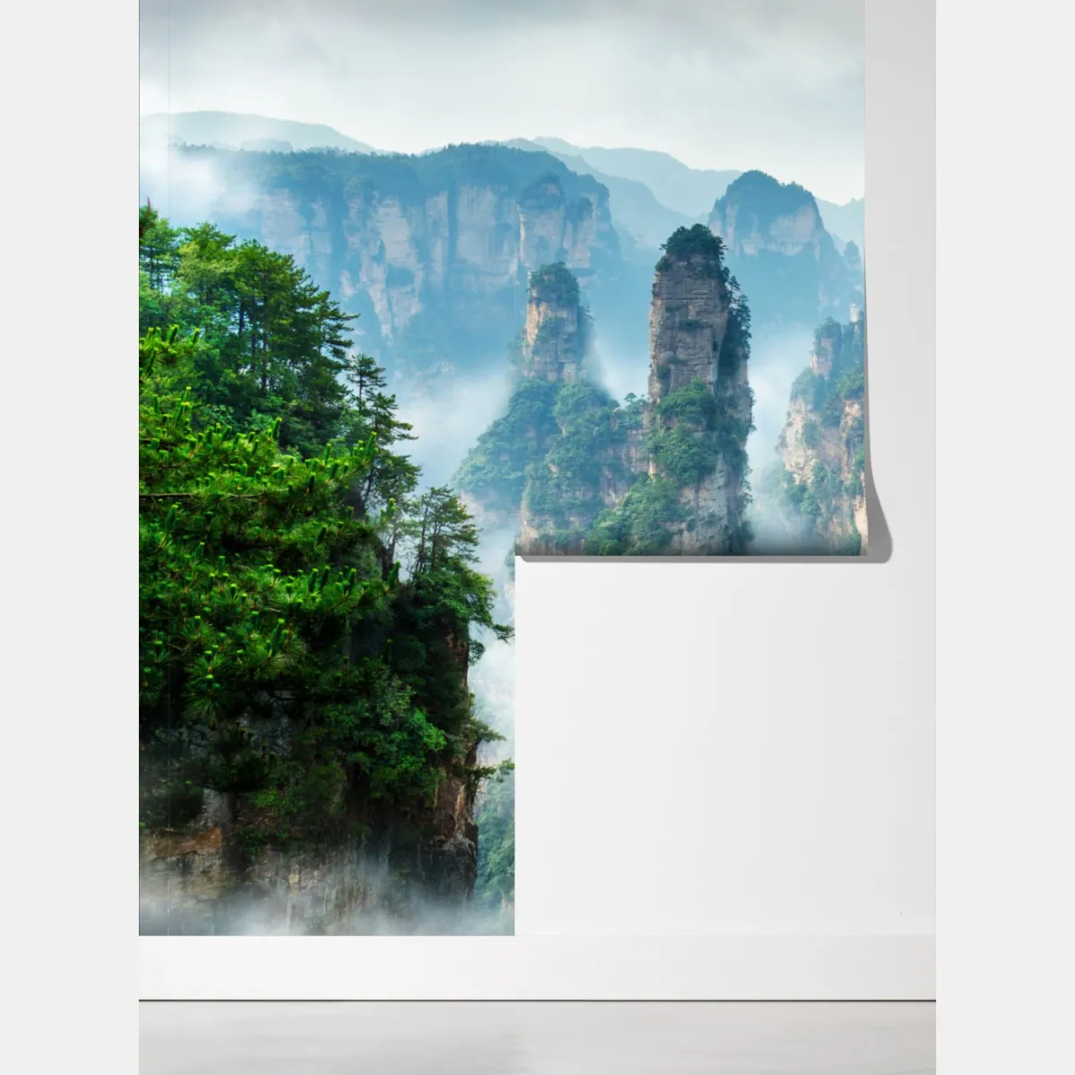 Fototapeta mgliste filary górskie – Wallissimo® Fototapeta mgliste filary górskie – Wallissimo®