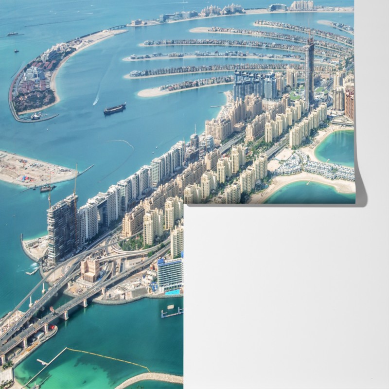 Fototapeta widok z lotu ptaka na Palm Jumeirah, Dubaj – Wallissimo® Fototapeta widok z lotu ptaka na Palm Jumeirah, Dubaj – Wallissimo®