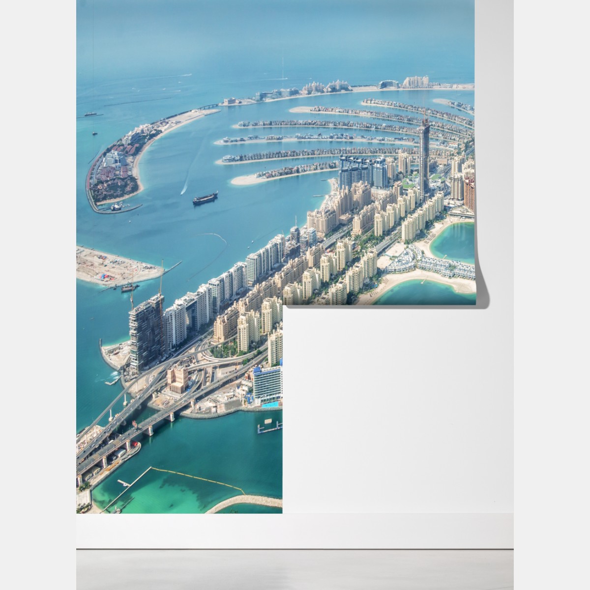 Fototapeta widok z lotu ptaka na Palm Jumeirah, Dubaj – Wallissimo® Fototapeta widok z lotu ptaka na Palm Jumeirah, Dubaj – Wallissimo®