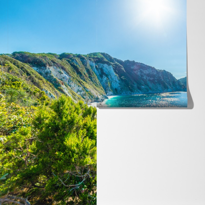 Fototapeta słoneczna panorama plaży Sansone, Elba – Wallissimo® Fototapeta słoneczna panorama plaży Sansone, Elba – Wallissimo®