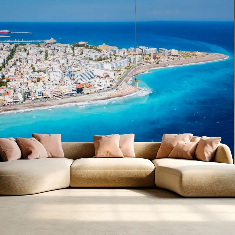 Fototapeta panorama lotnicza wybrzeża Rodos – Wallissimo® Fototapeta panorama lotnicza wybrzeża Rodos – Wallissimo®