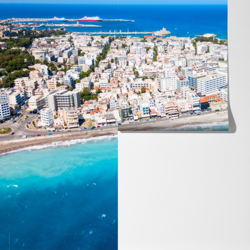 Fototapeta panorama lotnicza wybrzeża Rodos – Wallissimo® Fototapeta panorama lotnicza wybrzeża Rodos – Wallissimo®