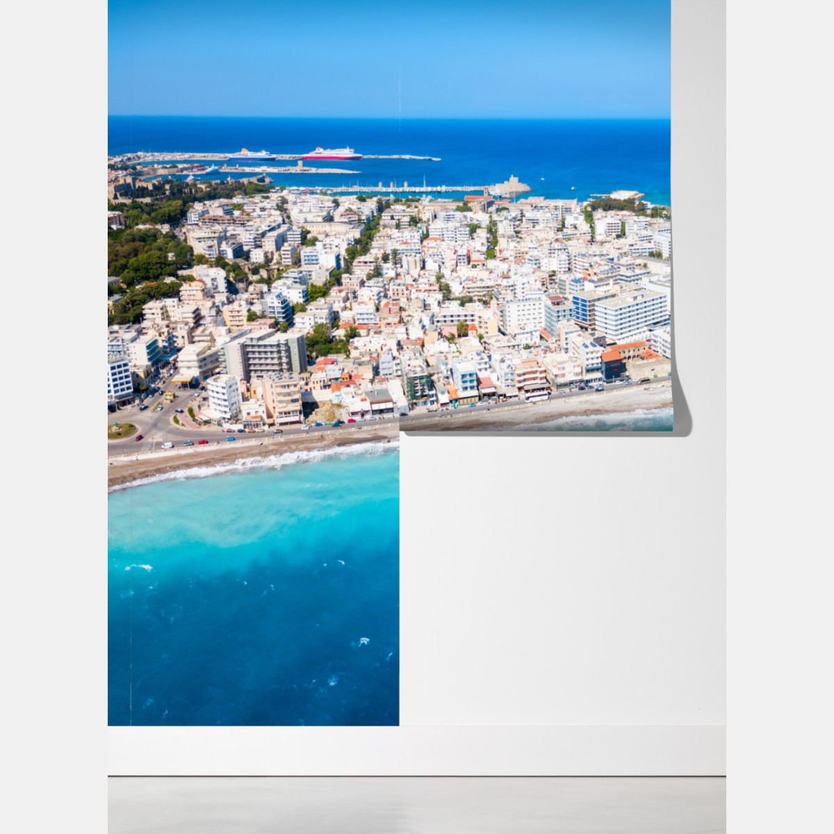 Fototapeta panorama lotnicza wybrzeża Rodos – Wallissimo® Fototapeta panorama lotnicza wybrzeża Rodos – Wallissimo®