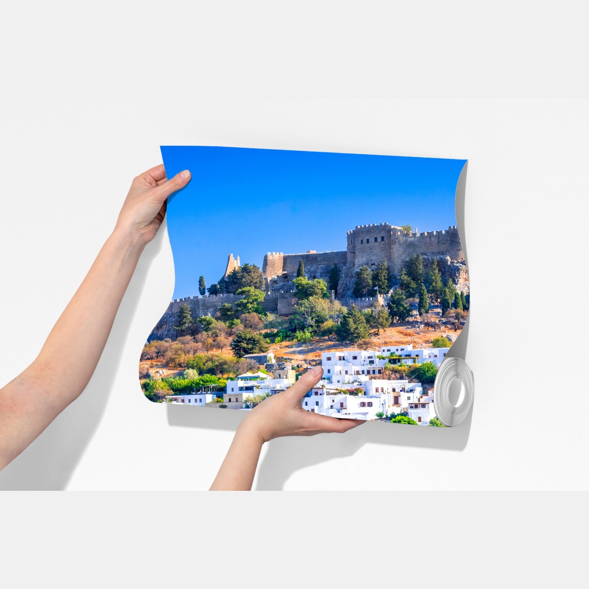 Fototapeta Lindos: akropol nad białą wioską, Rodos – Wallissimo® Fototapeta Lindos: akropol nad białą wioską, Rodos – Wallissimo®