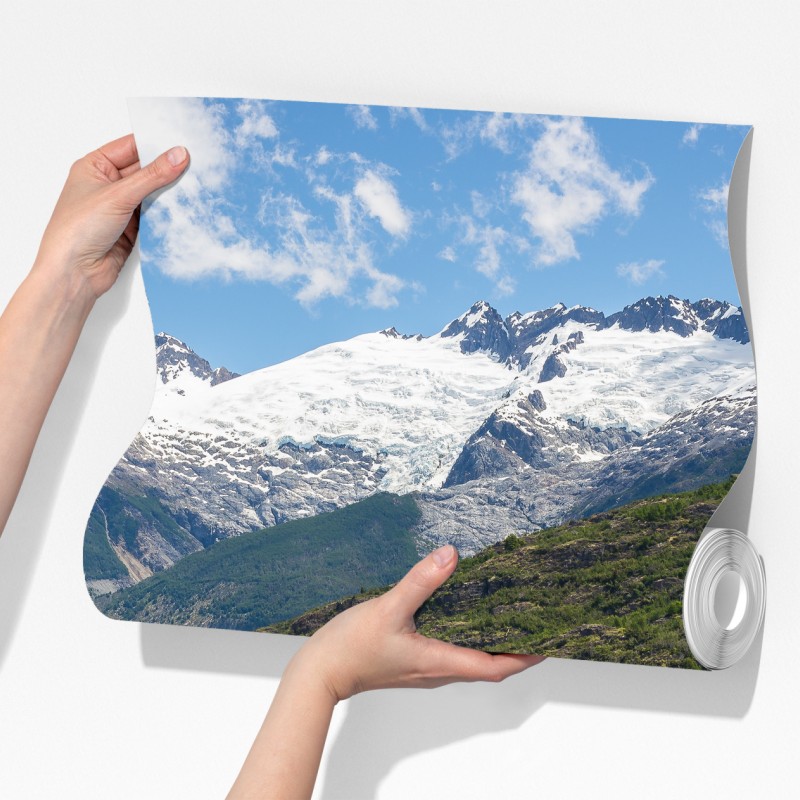 Fototapeta turkusowe jezioro górskie z ośnieżonymi szczytami – Wallissimo® Fototapeta turkusowe jezioro górskie z ośnieżonymi szczytami – Wallissimo®