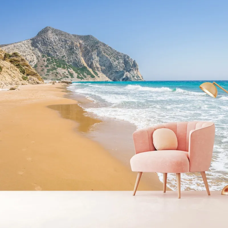 Fototapeta słoneczna turkusowa plaża z klifami