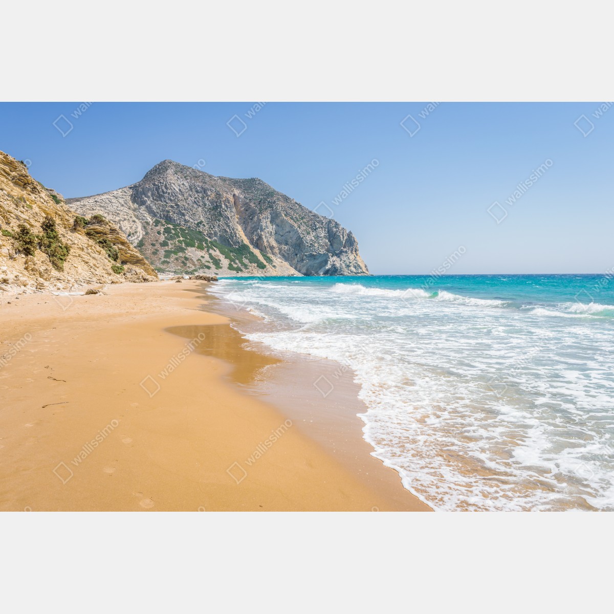 Fototapeta słoneczna turkusowa plaża z klifami – Wallissimo® Fototapeta słoneczna turkusowa plaża z klifami – Wallissimo®