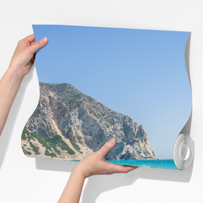 Fototapeta słoneczna turkusowa plaża z klifami – Wallissimo® Fototapeta słoneczna turkusowa plaża z klifami – Wallissimo®