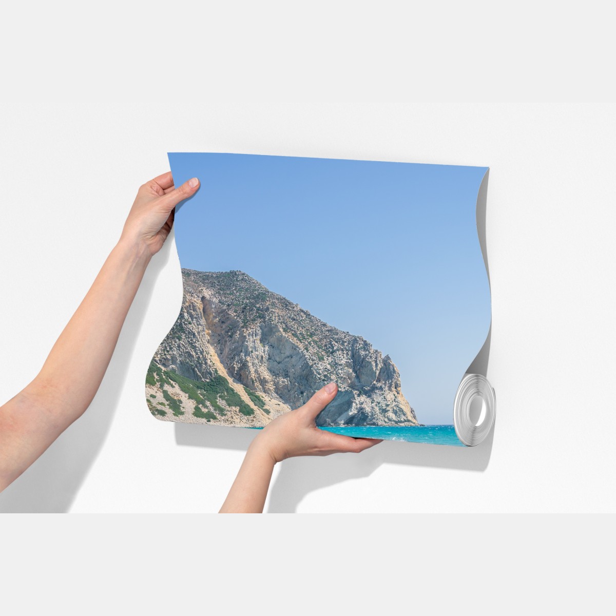 Fototapeta słoneczna turkusowa plaża z klifami – Wallissimo® Fototapeta słoneczna turkusowa plaża z klifami – Wallissimo®