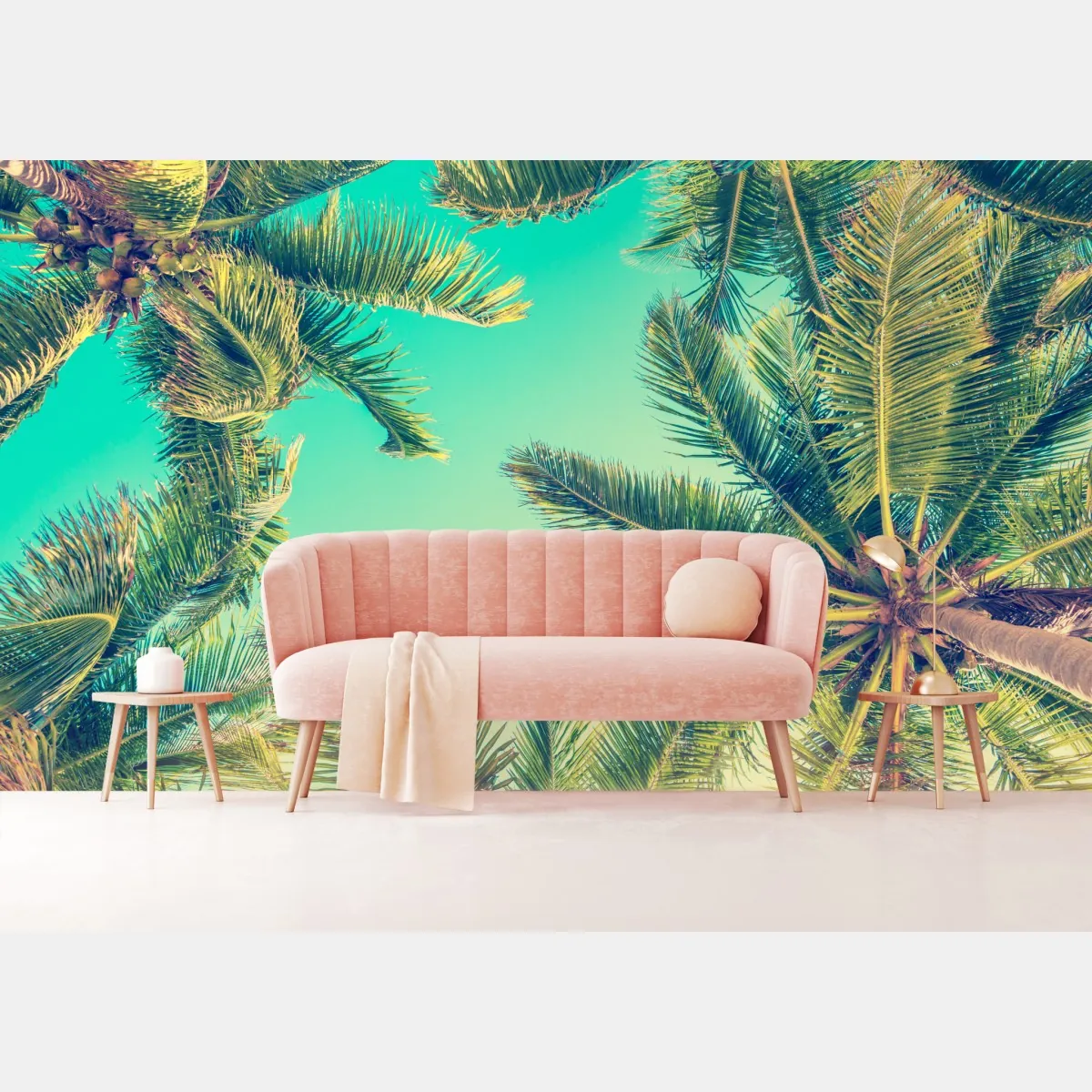 Fototapeta vintage turkusowy baldachim palm – Wallissimo® Fototapeta vintage turkusowy baldachim palm – Wallissimo®