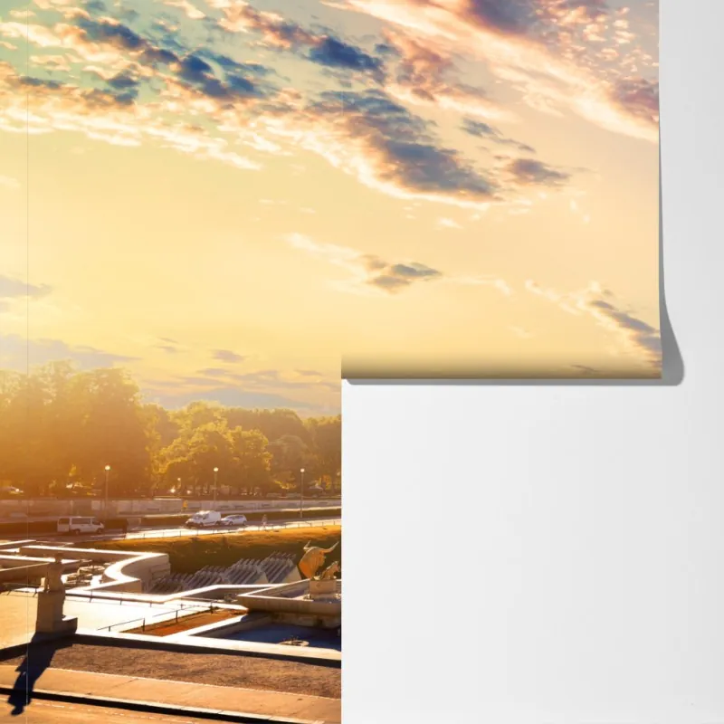 Fototapeta słoneczny widok na Wieżę Eiffla o świcie – Wallissimo® Fototapeta słoneczny widok na Wieżę Eiffla o świcie – Wallissimo®