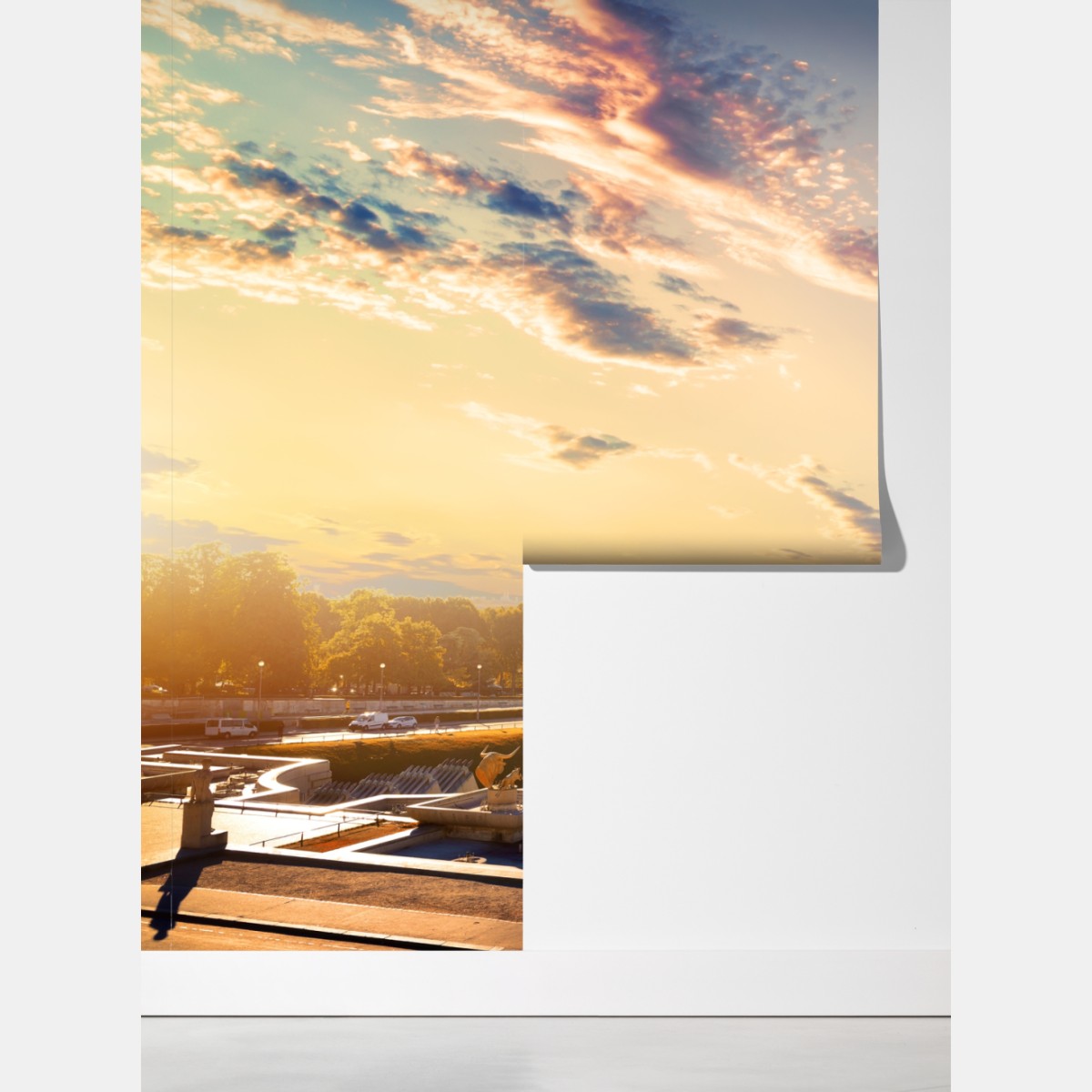 Fototapeta słoneczny widok na Wieżę Eiffla o świcie – Wallissimo® Fototapeta słoneczny widok na Wieżę Eiffla o świcie – Wallissimo®