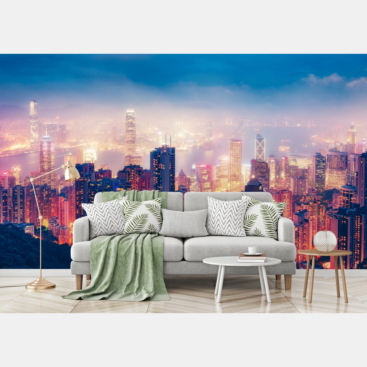 Wall mural Hong Kong night skyline from Victoria Peak