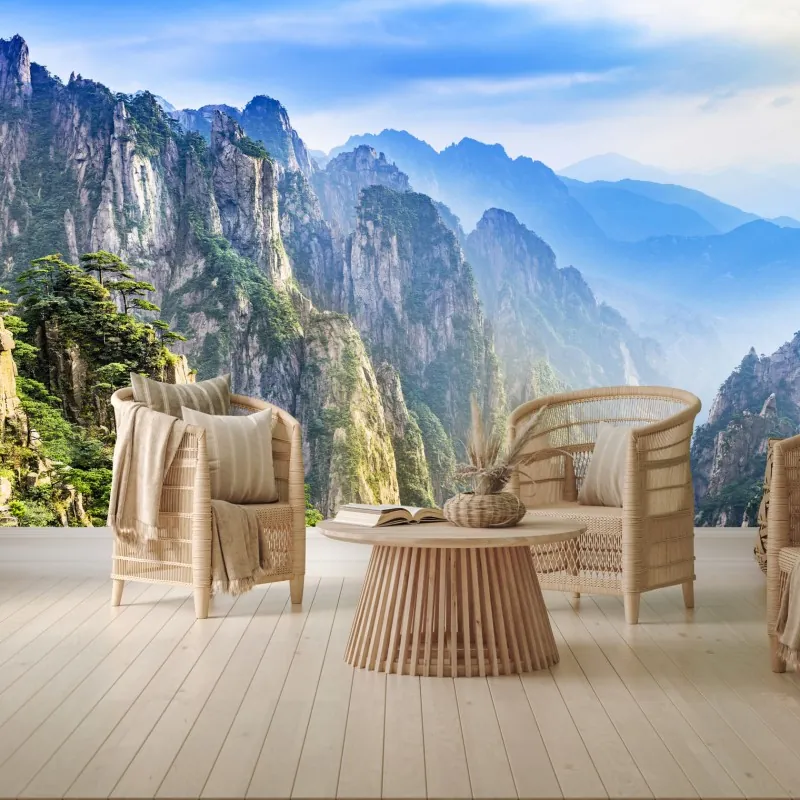 Fototapeta mglista panorama górska – Wallissimo® Fototapeta mglista panorama górska – Wallissimo®