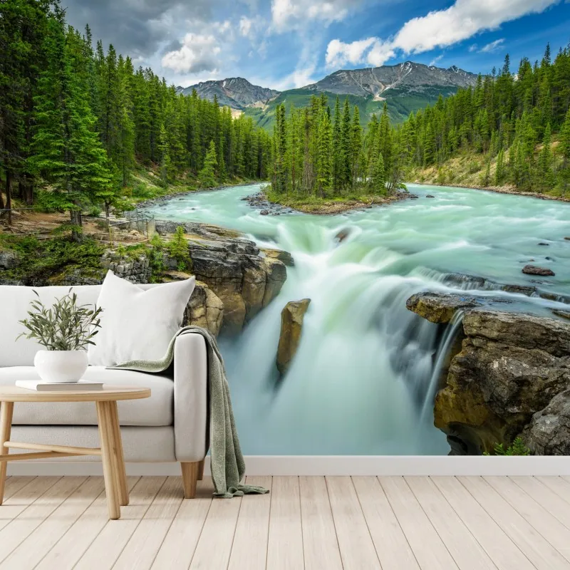 Fototapeta mglisty wąwóz przy Upper Sunwapta Falls, Jasper National Park – Wallissimo® Fototapeta mglisty wąwóz przy Upper Sunwapta Falls, Jasper National Park – Wallissimo®