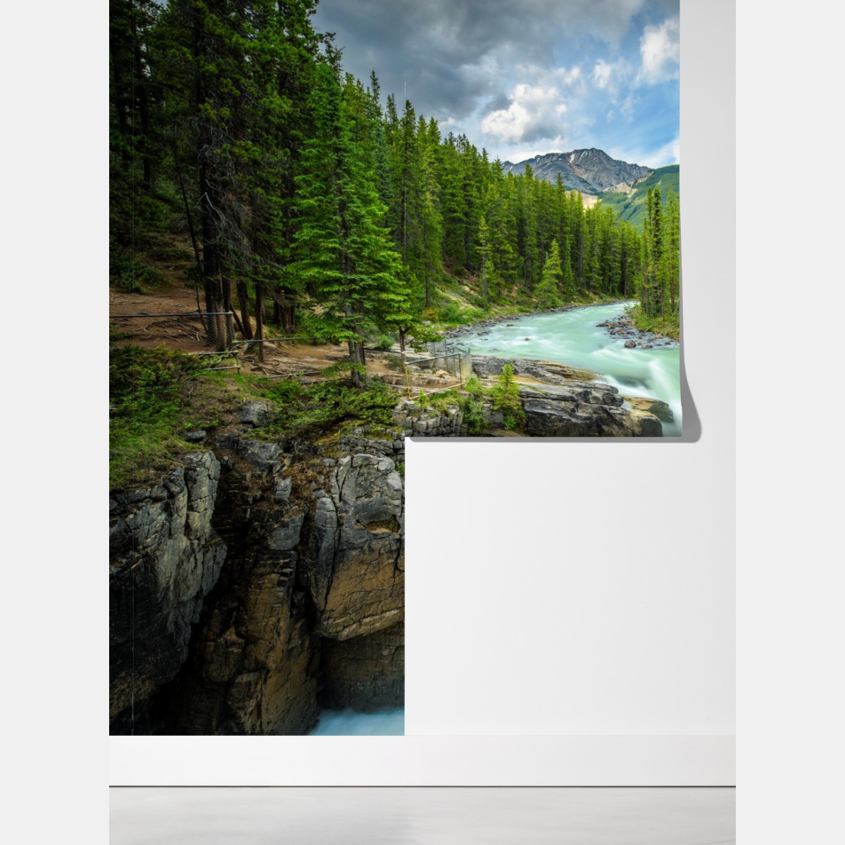 Fototapeta mglisty wąwóz przy Upper Sunwapta Falls, Jasper National Park – Wallissimo® Fototapeta mglisty wąwóz przy Upper Sunwapta Falls, Jasper National Park – Wallissimo®