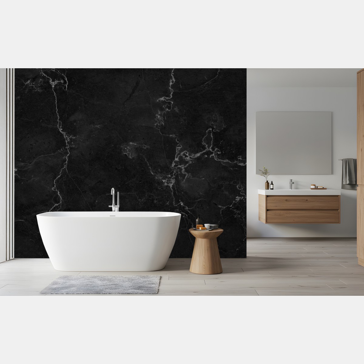 Wall mural black marble veined pattern