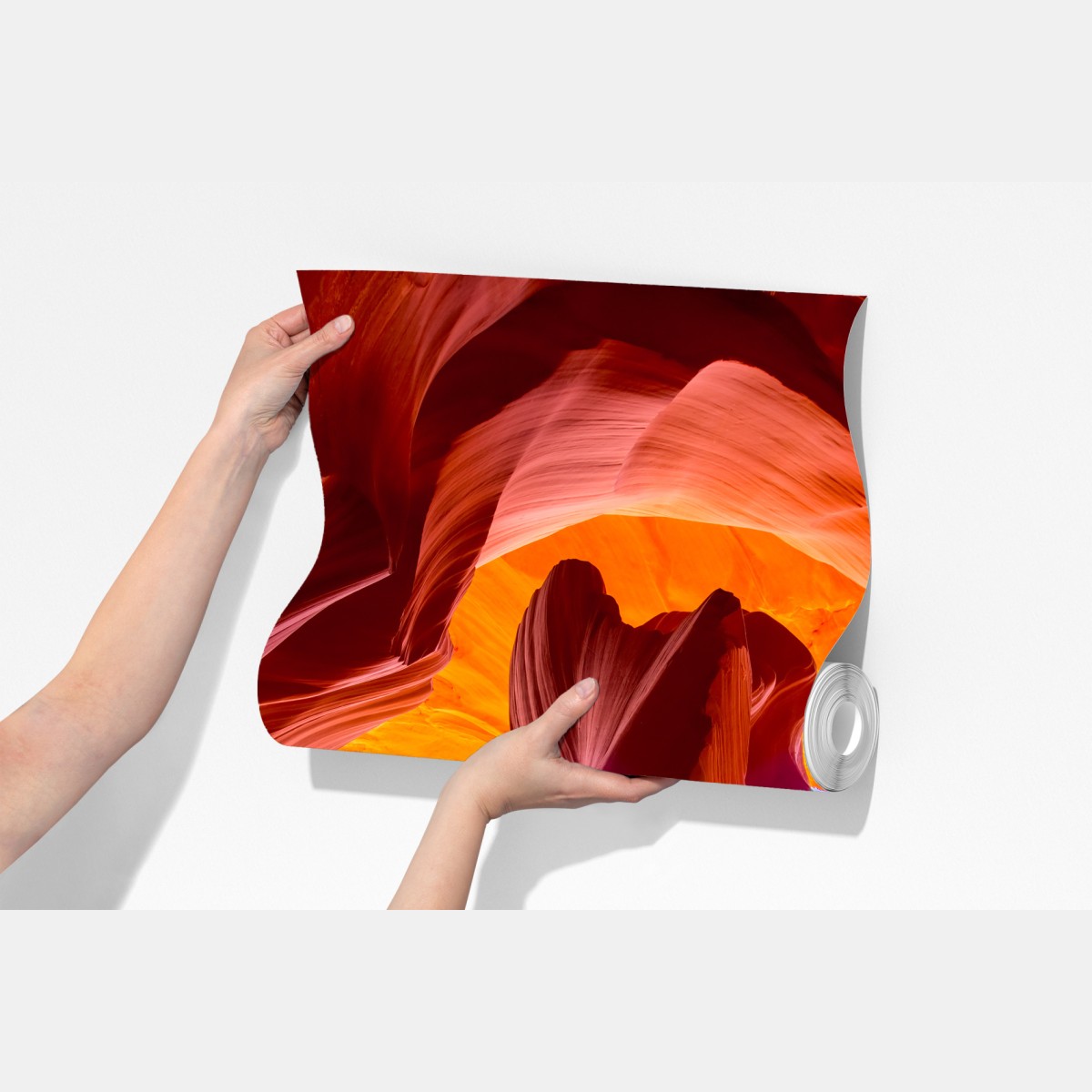 Fototapeta oświetlony kanion piaskowcowy z żywymi krzywiznami – Wallissimo® Fototapeta oświetlony kanion piaskowcowy z żywymi krzywiznami – Wallissimo®