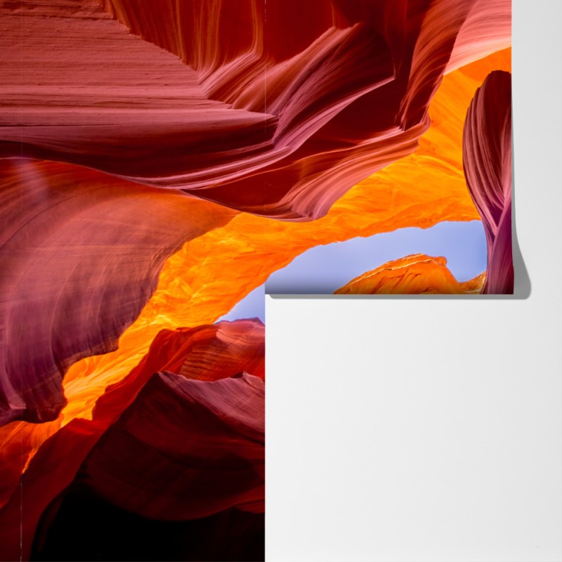 Fototapeta oświetlony kanion piaskowcowy z żywymi krzywiznami – Wallissimo® Fototapeta oświetlony kanion piaskowcowy z żywymi krzywiznami – Wallissimo®