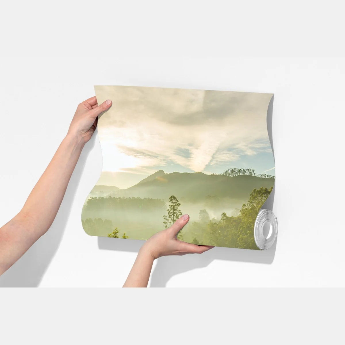 Fototapeta wschód słońca nad plantacjami herbaty w Munnar – Wallissimo® Fototapeta wschód słońca nad plantacjami herbaty w Munnar – Wallissimo®