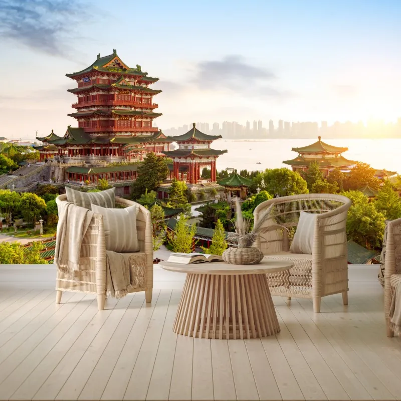 Fototapeta Pawilon Tengwang o wschodzie słońca – Wallissimo® Fototapeta Pawilon Tengwang o wschodzie słońca – Wallissimo®