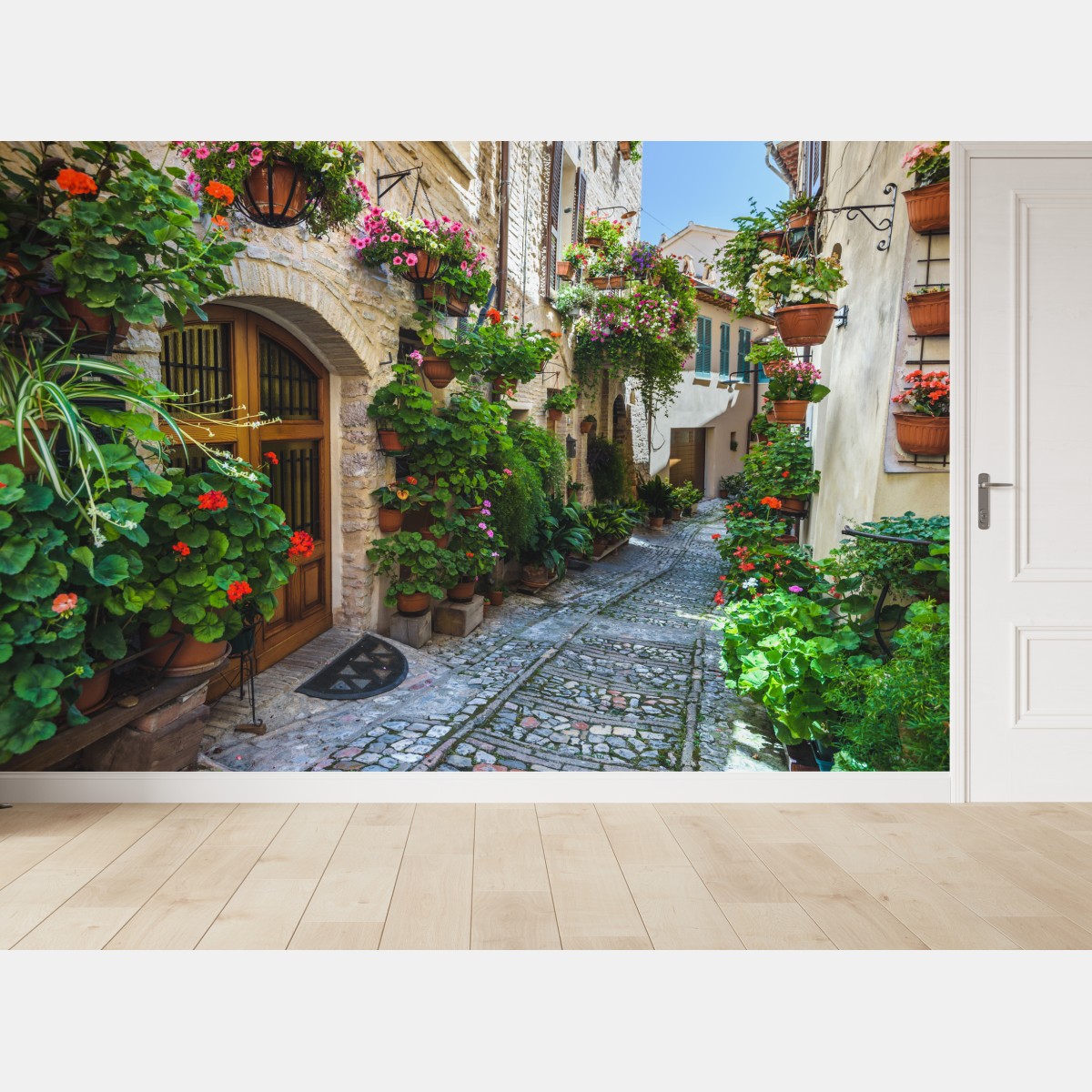 Wall mural charming street in Spello, Italy