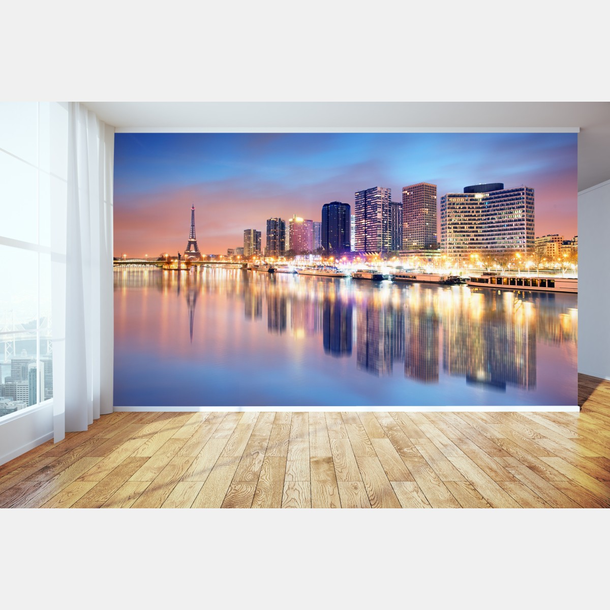 Wall mural Paris skyline at dusk