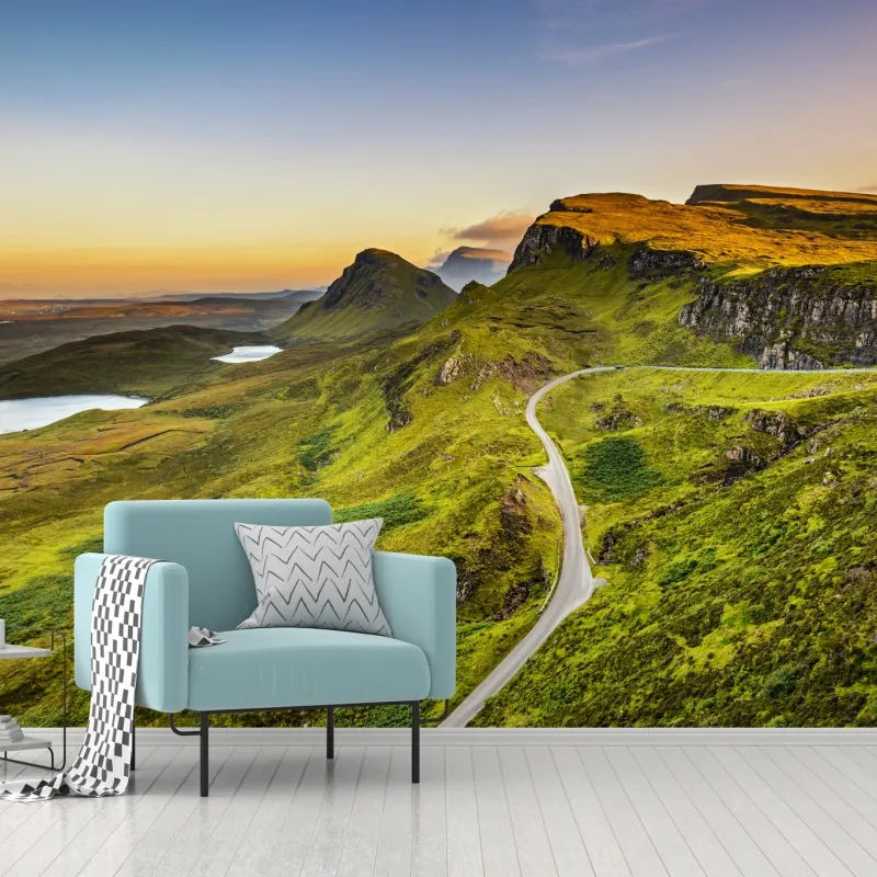 Fototapeta zachód słońca nad Quiraing, Isle of Skye – Wallissimo® Fototapeta zachód słońca nad Quiraing, Isle of Skye – Wallissimo®