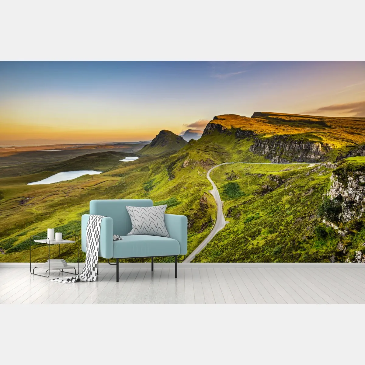 Fototapeta zachód słońca nad Quiraing, Isle of Skye – Wallissimo® Fototapeta zachód słońca nad Quiraing, Isle of Skye – Wallissimo®