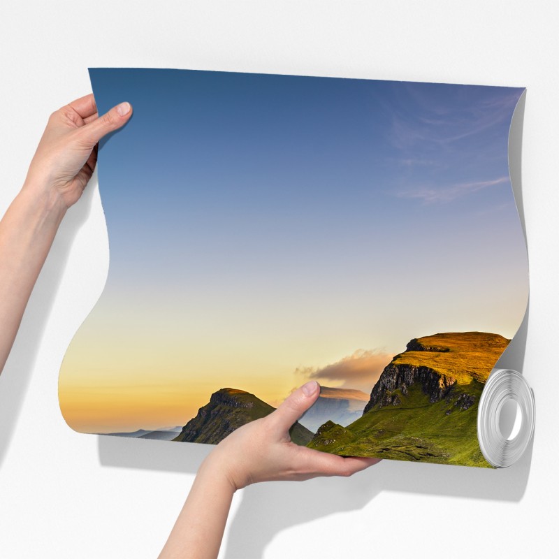 Fototapeta zachód słońca nad Quiraing, Isle of Skye – Wallissimo® Fototapeta zachód słońca nad Quiraing, Isle of Skye – Wallissimo®