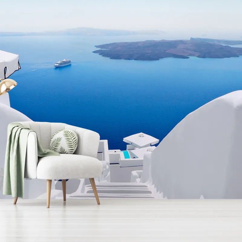 Fototapeta Santorini białe schody nad morzem