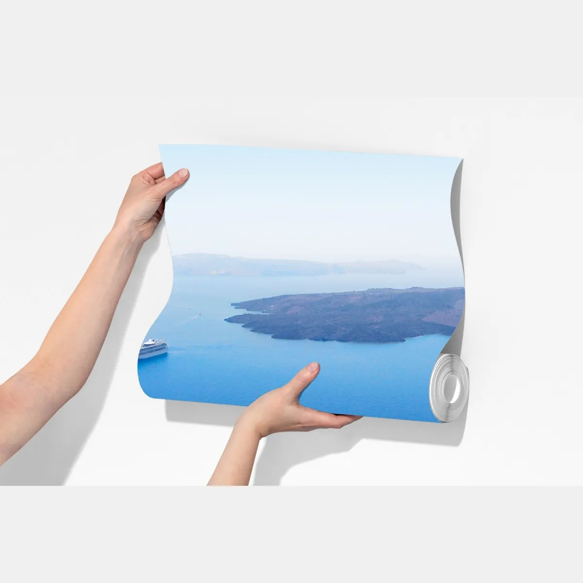 Fototapeta Santorini białe schody nad morzem – Wallissimo® Fototapeta Santorini białe schody nad morzem – Wallissimo®