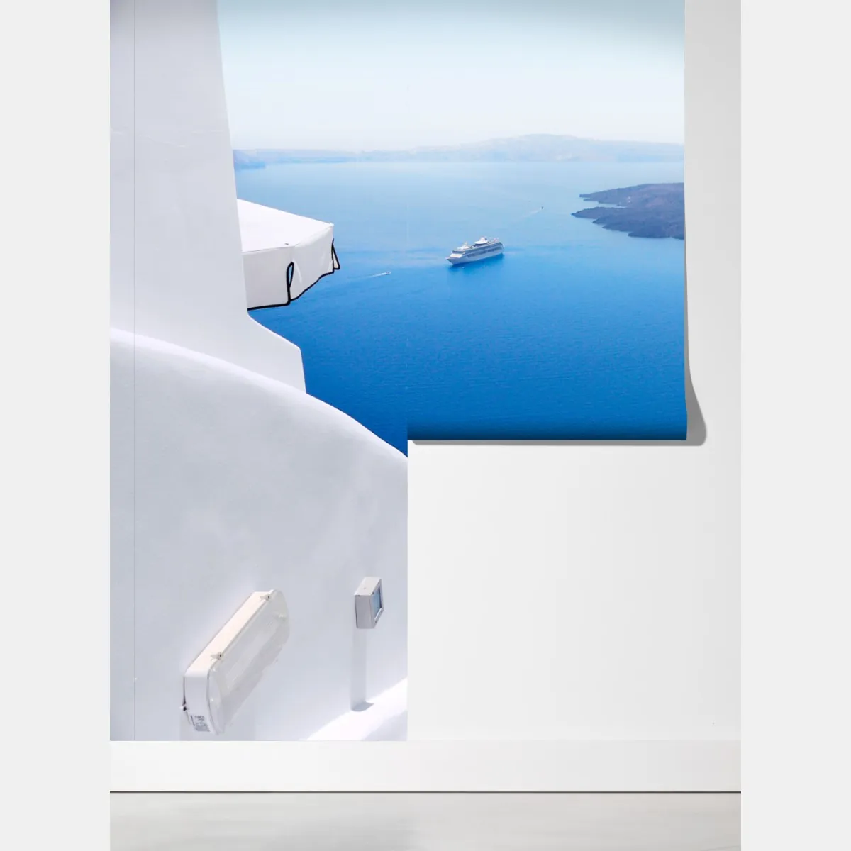 Fototapeta Santorini białe schody nad morzem – Wallissimo® Fototapeta Santorini białe schody nad morzem – Wallissimo®