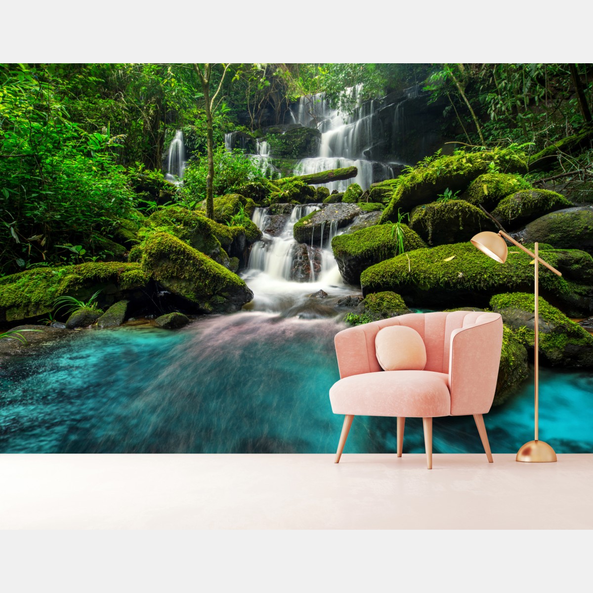 Wall mural serene waterfall at Phu Tub Berk, Thailand