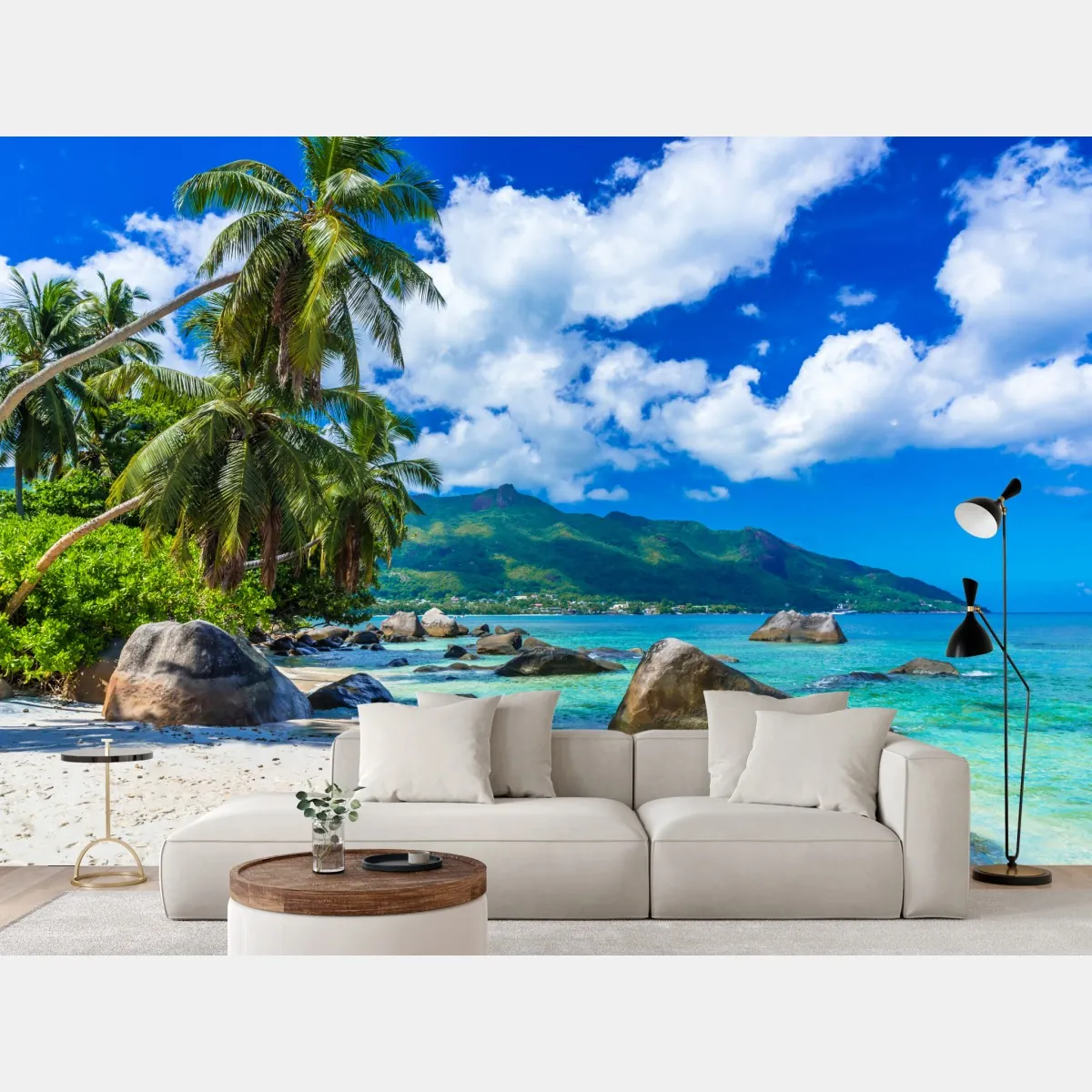 Fototapeta Baie Beau Vallon tropikalna plaża – Wallissimo® Fototapeta Baie Beau Vallon tropikalna plaża – Wallissimo®