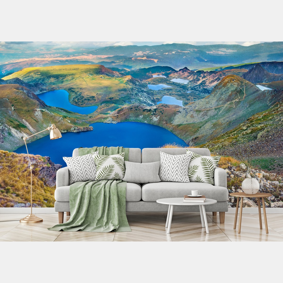 Wall mural alpine blue lakes panorama