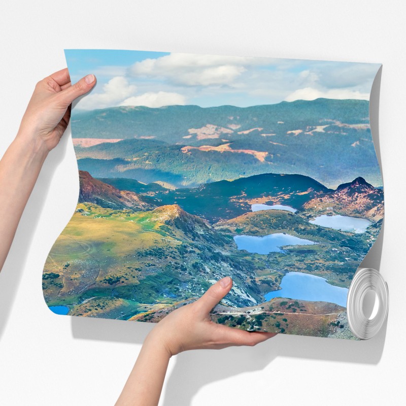 Fototapeta alpejskie błękitne jeziora panorama – Wallissimo® Fototapeta alpejskie błękitne jeziora panorama – Wallissimo®