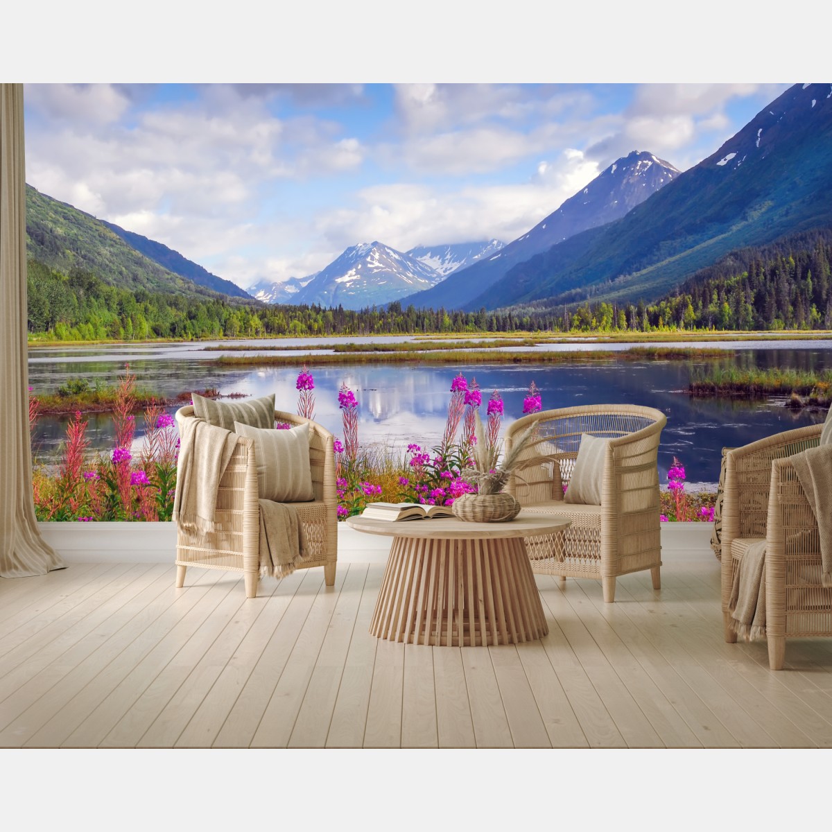 Wall mural Tern Lake reflections, Alaska mountain landscape