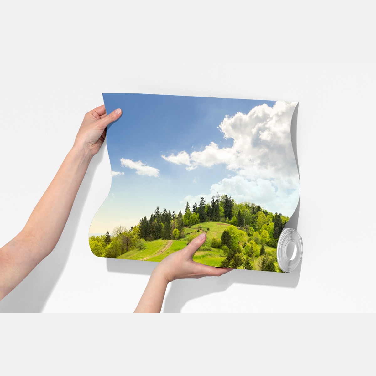 Fototapeta kręta droga przez zielone wzgórza – Wallissimo® Fototapeta kręta droga przez zielone wzgórza – Wallissimo®