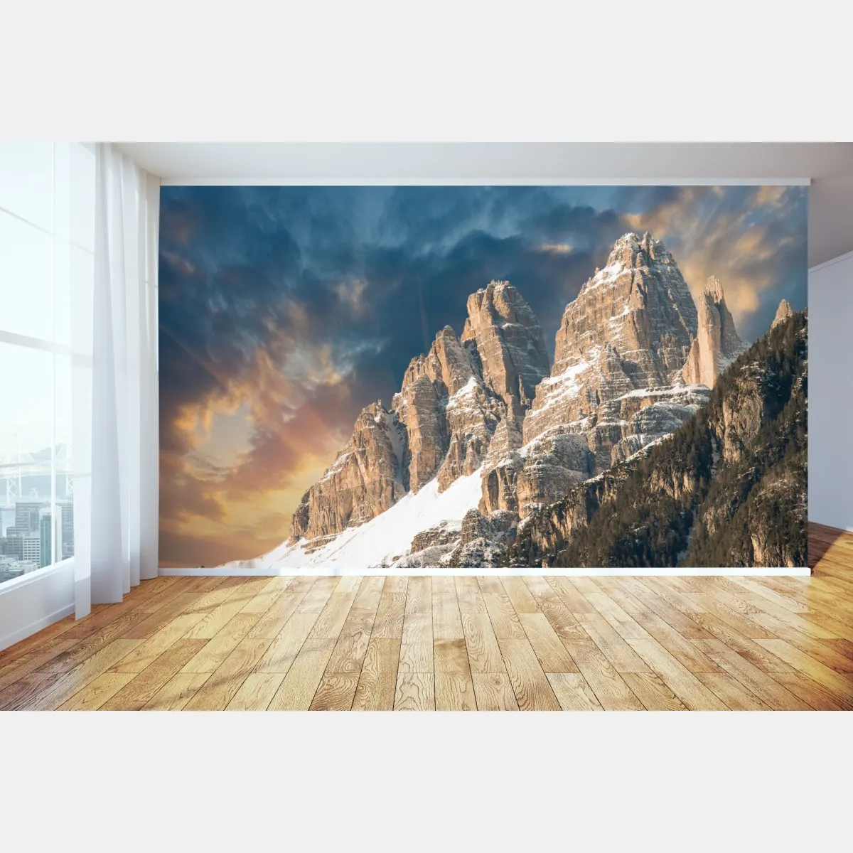 Fototapeta dramatyczny zachód słońca nad Dolomitami – Wallissimo® Fototapeta dramatyczny zachód słońca nad Dolomitami – Wallissimo®