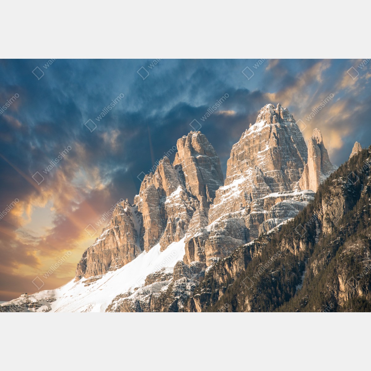 Fototapeta dramatyczny zachód słońca nad Dolomitami – Wallissimo® Fototapeta dramatyczny zachód słońca nad Dolomitami – Wallissimo®