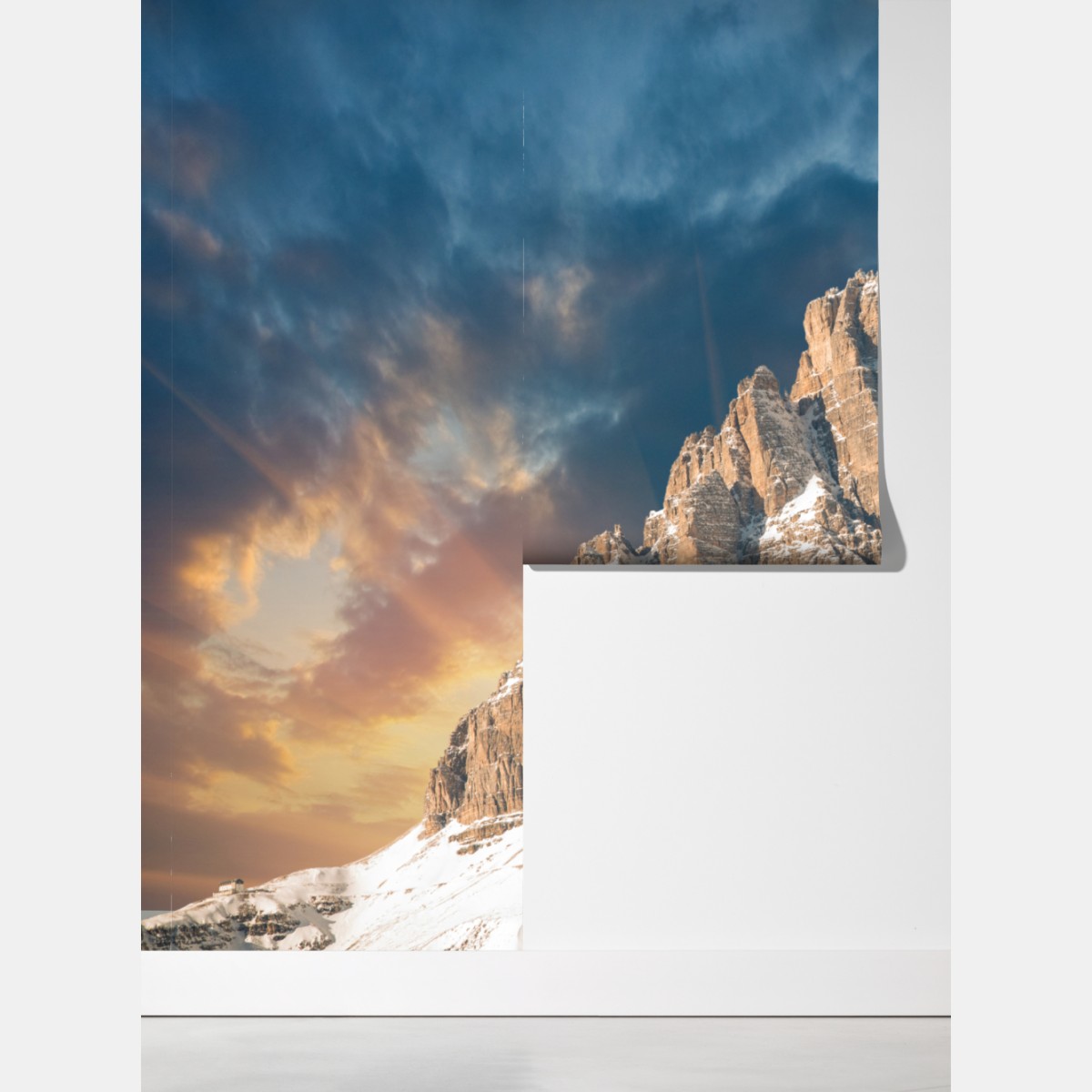 Fototapeta dramatyczny zachód słońca nad Dolomitami – Wallissimo® Fototapeta dramatyczny zachód słońca nad Dolomitami – Wallissimo®