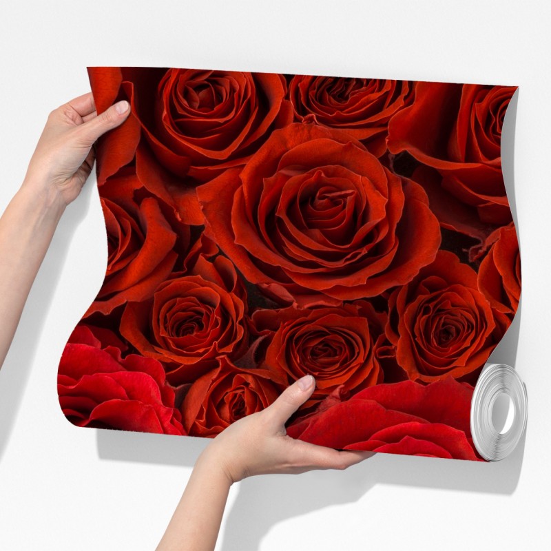 Fototapeta bukiet czerwonych róż w zbliżeniu – Wallissimo® Fototapeta bukiet czerwonych róż w zbliżeniu – Wallissimo®