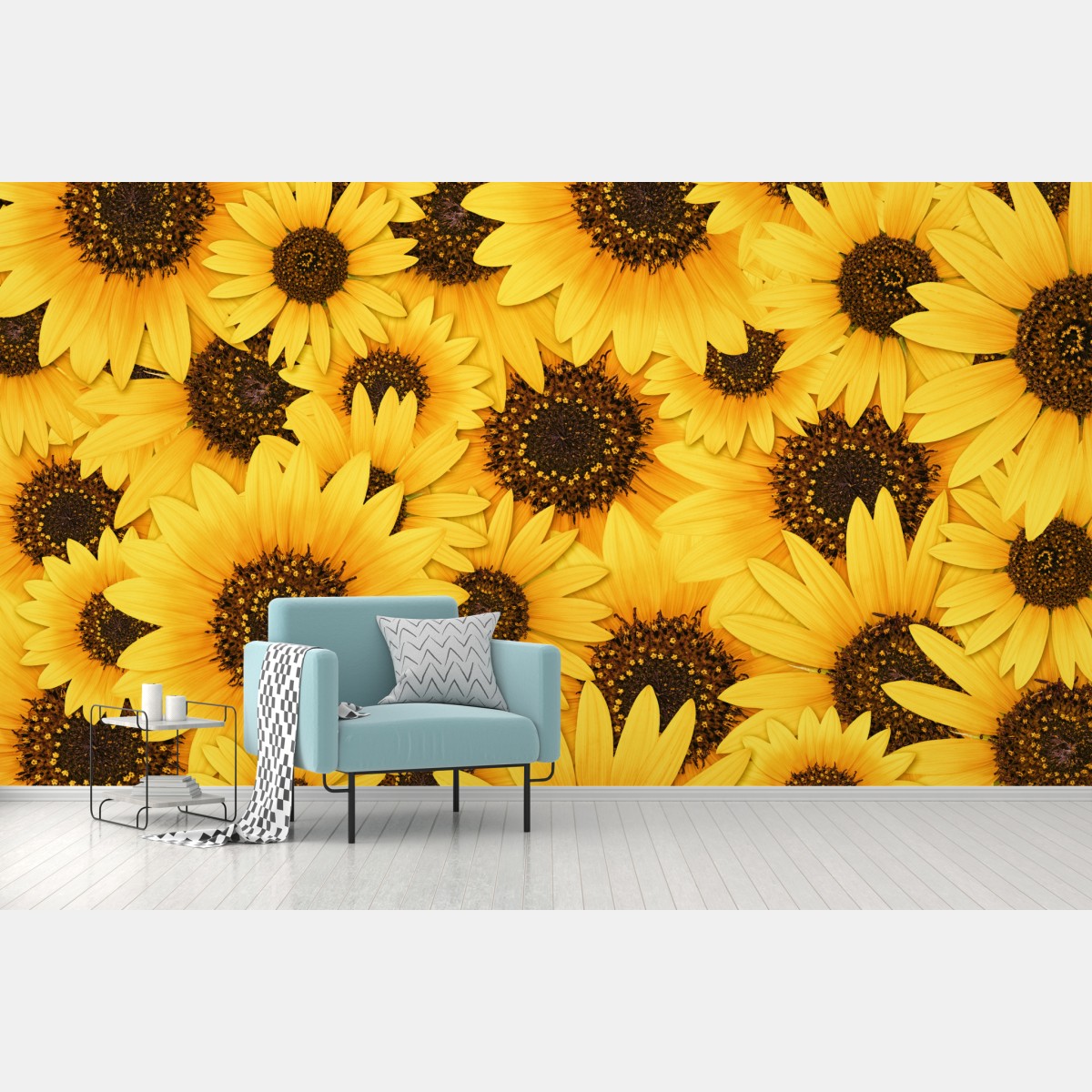 Wall mural golden sunflower bloom pattern