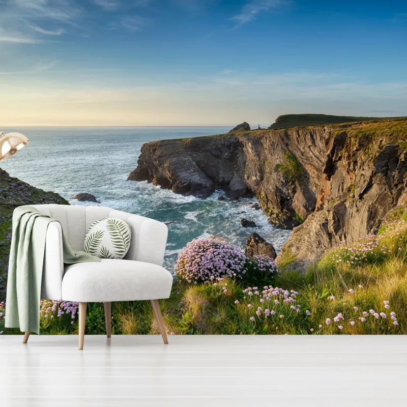 Fototapeta klify wybrzeża o złotej godzinie – Wallissimo® Fototapeta klify wybrzeża o złotej godzinie – Wallissimo®