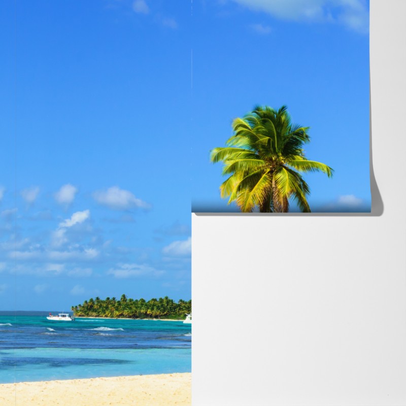 Fototapeta tropikalna plaża z palmami – Wallissimo® Fototapeta tropikalna plaża z palmami – Wallissimo®