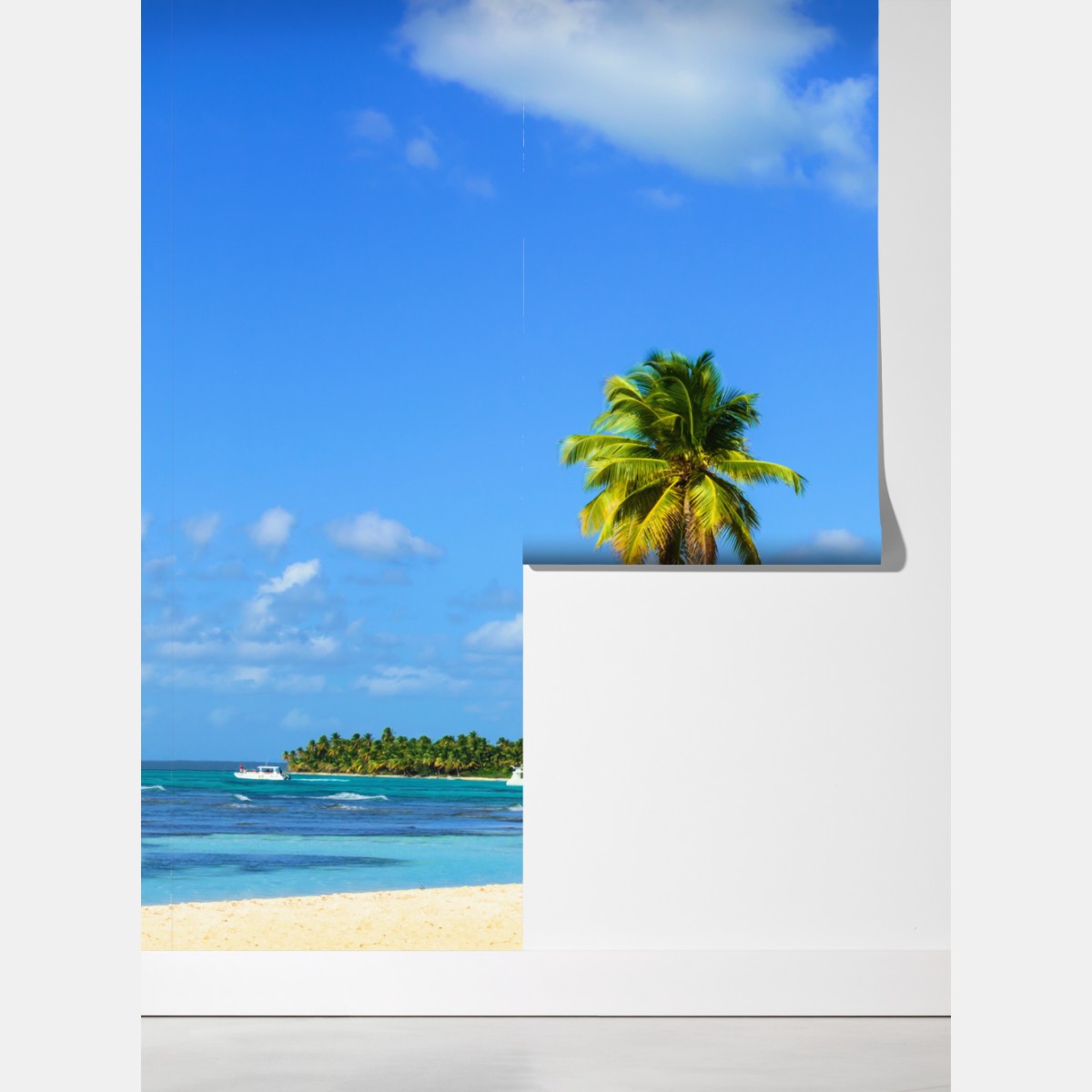 Fototapeta tropikalna plaża z palmami – Wallissimo® Fototapeta tropikalna plaża z palmami – Wallissimo®