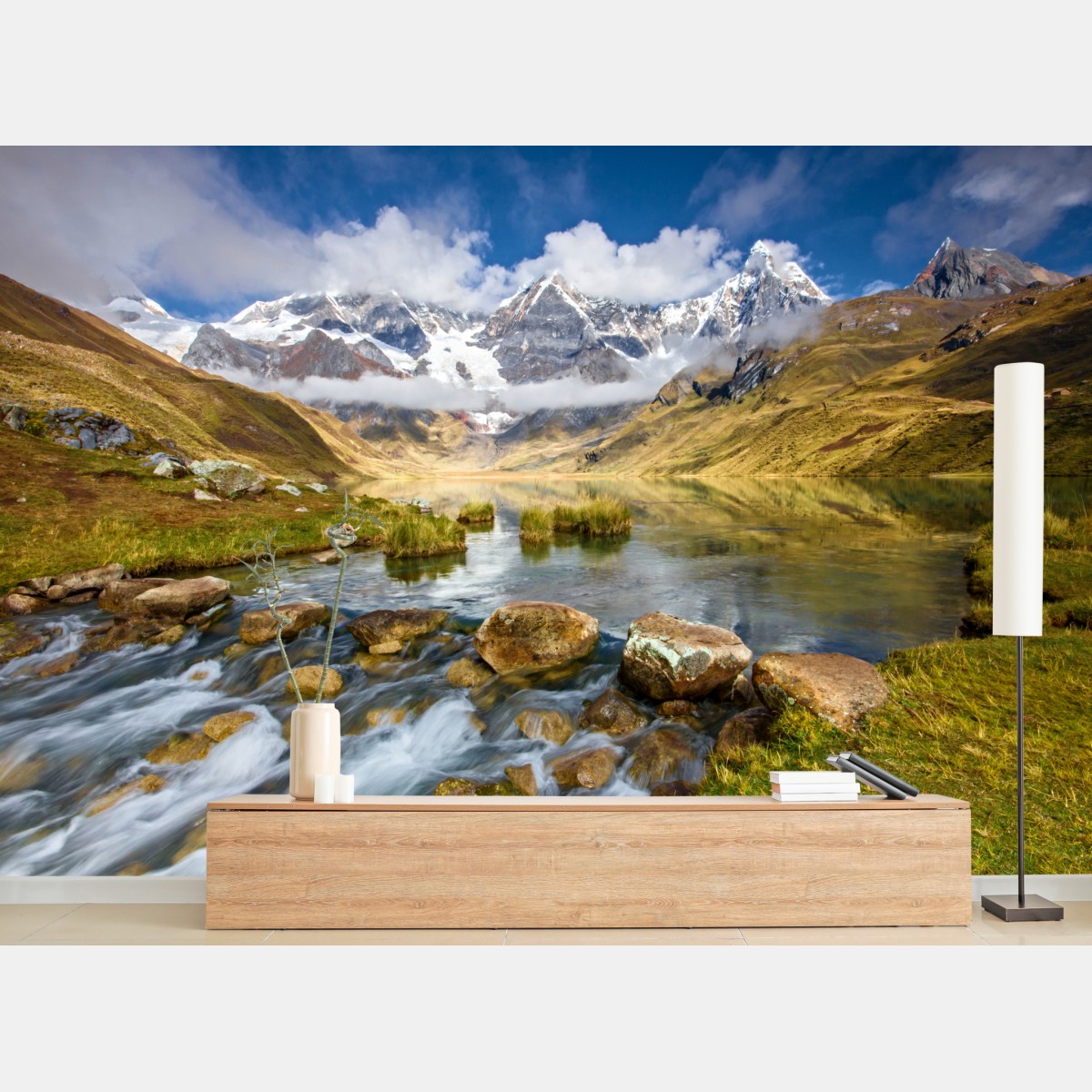 Wall mural majestic alpine mountain lake